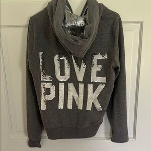PINK Victoria's Secret Gray Zip Up Sweatshirt sz Medium
